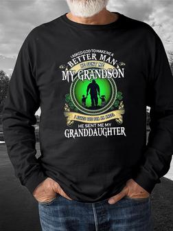 Men Sweatshirt Grandpa Grandson Granddaughter Family Gift Casual Sweatshirt - Seseable