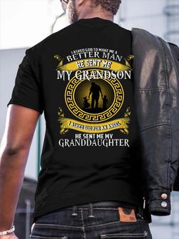 Men's Casual Graphic Print T-shirt Grandpa Grandson Granddaughter Family Gift Vintage Shirts&tops - Seseable