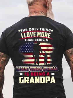 Men's Casual Graphic Print T-shirt I Am A Veteran Grandpa Desert Storm Veteran Vintage Short Sleeve Short Sleeve T-shirt - Seseable