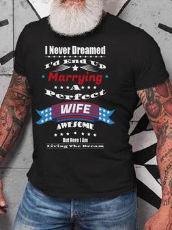 Wife Perfect And Awesome Funny Short Sleeve Casual Short Sleeve T-shirt - Seseable