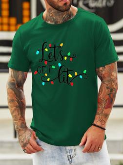 Let's Get Lit Crew Neck Casual Tshirts - Seseable
