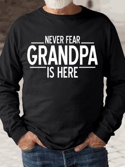 Mens Never Fear Grandpa Is Here Crew Neck Sweatshirt - Seseable