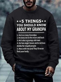 Men 5 Things Know About Grandpa Old Man Crew Neck Regular Fit Casual Sweatshirt - Seseable
