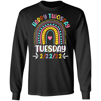 Happy Twosday Teacher Girl Graphic Design Printed Casual Daily Basic Unisex Long Sleeve - Thegiftio UK