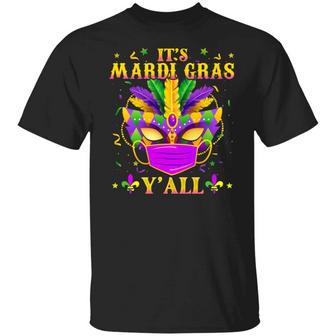 Mardi Gras Y’All Purple Mask Funny Holiday Graphic Design Printed Casual Daily Basic Unisex T-Shirt - Thegiftio UK