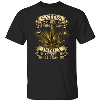 Sativa To Change The Things I Can Indica To Accept The Things I Can Not Funny Weed Graphic Design Printed Casual Daily Basic Unisex T-Shirt - Thegiftio UK