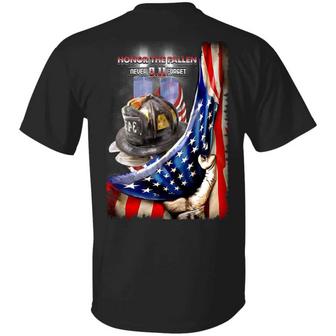 343 Firefighter Honor The Fallen Never Forget 911 Print On Back Plain Front Graphic Design Printed Casual Daily Basic Unisex T-Shirt - Thegiftio UK