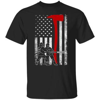American Flag Proud Firefighter Graphic Design Printed Casual Daily Basic Unisex T-Shirt - Thegiftio UK
