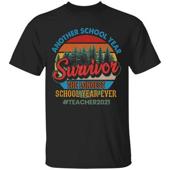 Another School Year Survivor The Longest School Year Ever Teacher Life Vintage Graphic Design Printed Casual Daily Basic Unisex T-Shirt - Thegiftio UK