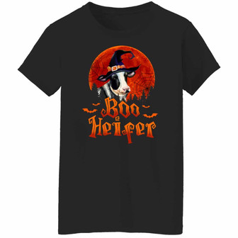 Boo Heifer Cow Halloween Ladies Graphic Design Printed Casual Daily Basic Women T-shirt - Thegiftio UK