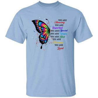 Butterfly You Are Amazing You Are Important You Are Special Motivation Quote Graphic Design Printed Casual Daily Basic Unisex T-Shirt - Thegiftio UK