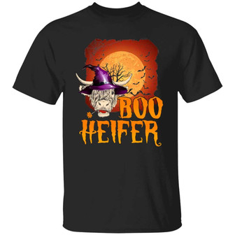 Cow Boo Heifer Halloween Farmer Graphic Design Printed Casual Daily Basic Unisex T-Shirt - Thegiftio UK