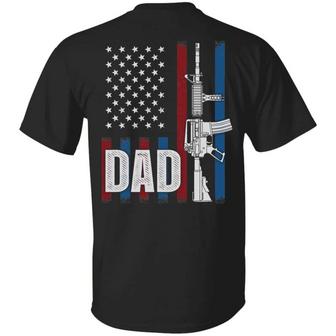 Dad Gun American Flag Print On Back Only Graphic Design Printed Casual Daily Basic Unisex T-Shirt - Thegiftio UK
