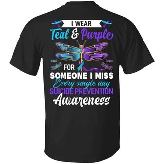 Dragonfly I Wear Teal And Purple For Someone I Miss Suicide Prevention Awareness T Graphic Design Printed Casual Daily Basic Unisex T-Shirt - Thegiftio UK