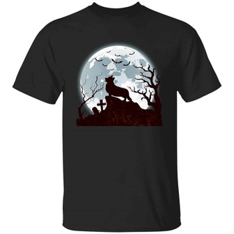 Funny Corgi Dog Silhouette Scary And Moon Halloween Graphic Design Printed Casual Daily Basic Unisex T-Shirt - Thegiftio UK