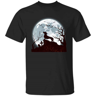 Funny Dachshund Dog Silhouette Scary And Moon Halloween Graphic Design Printed Casual Daily Basic Unisex T-Shirt - Thegiftio UK