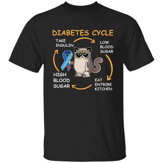 Funny Halloween Diabetes Cycle Cat Boo Meme Saying Graphic Design Printed Casual Daily Basic Unisex T-Shirt - Thegiftio UK