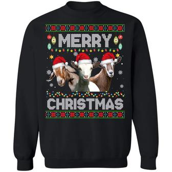Goat Merry Christmas Ugly Christmas Graphic Design Printed Casual Daily Basic Sweatshirt - Thegiftio UK