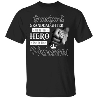 Grandpa And Granddaughter He Is Her Hero She Is His Princess Graphic Design Printed Casual Daily Basic Unisex T-Shirt - Thegiftio UK