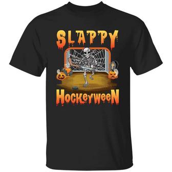 Hockey Slappy Hockeyween Funny Skull Halloween Graphic Design Printed Casual Daily Basic Unisex T-Shirt - Thegiftio UK