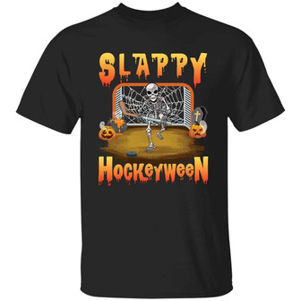 Hockey Slappy Hockeyween Funny Skull Halloween Graphic Design Printed Casual Daily Basic Unisex T-Shirt - Thegiftio UK