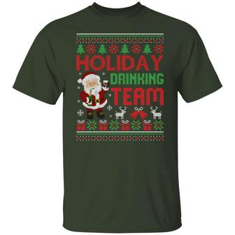 Holiday Drinking Team Funny Santa Drinking Christmas Graphic Design Printed Casual Daily Basic Unisex T-Shirt - Thegiftio UK
