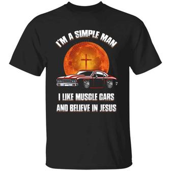 I Am A Simple Man I Like Muscle Cars And Believe In Jesus Graphic Design Printed Casual Daily Basic Unisex T-Shirt - Thegiftio UK
