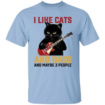 I Like Cats And Bass And Maybe 3 People Funny Black Cat Graphic Design Printed Casual Daily Basic Unisex T-Shirt - Thegiftio UK
