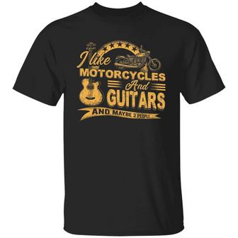 I Like Motorcycles And Guitars And Maybe 3 People Graphic Design Printed Casual Daily Basic Unisex T-Shirt - Thegiftio UK