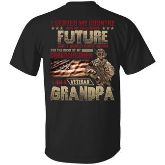 I Served My Country For My Children’S I Am A Veteran Grandpa Print On Back Only Graphic Design Printed Casual Daily Basic Unisex T-Shirt - Thegiftio UK