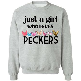 Just A Girl Who Loves Peckers Graphic Design Printed Casual Daily Basic Sweatshirt - Thegiftio UK