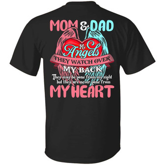 Mom And Dad My Angels They Watch Over My Back Memorial Print On Back Only T Graphic Design Printed Casual Daily Basic Unisex T-Shirt - Thegiftio UK