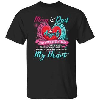 Mom And Dad My Angels They Watch Over My Back They Are Never Gone From My Heart Graphic Design Printed Casual Daily Basic Unisex T-Shirt - Thegiftio UK