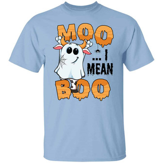 Moo I Mean Boo Halloween Graphic Design Printed Casual Daily Basic Unisex T-Shirt - Thegiftio UK