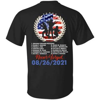 Names Of 13 Fallen Soldiers Never Forget 08/26/2021 Print On Back Graphic Design Printed Casual Daily Basic Unisex T-Shirt - Thegiftio UK