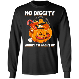 No Diggity About To Bag It Up Pumpkin Funny Halloween Graphic Design Printed Casual Daily Basic Unisex Long Sleeve - Thegiftio UK