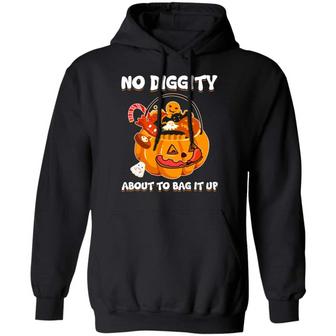 No Diggity About To Bag It Up Pumpkin Funny Halloween Graphic Design Printed Casual Daily Basic Hoodie - Thegiftio UK