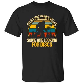 Not All Who Wander Are Lost Some Are Looking For Discs Funny Bigfoot Vintage Retro Graphic Design Printed Casual Daily Basic Unisex T-Shirt - Thegiftio UK