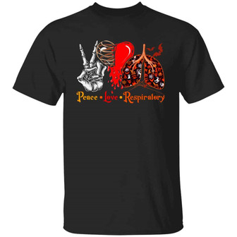 Peace Love Respiratory Halloween Funny Graphic Design Printed Casual Daily Basic Unisex T-Shirt - Thegiftio UK