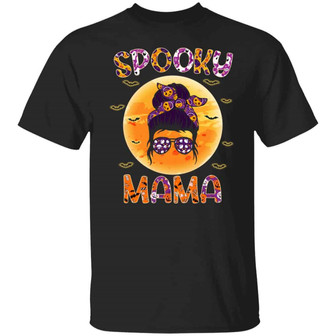 Spooky Mama Messy Bun Funny Halloween Graphic Design Printed Casual Daily Basic Unisex T-Shirt - Thegiftio UK