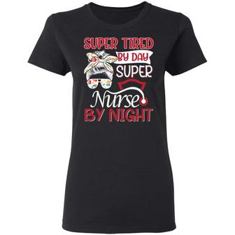 Super Tired By Day Super Nurse By Night Ladies Graphic Design Printed Casual Daily Basic Women T-shirt - Thegiftio UK