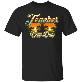 Teacher Off Duty Sunglasses Beach Sunset Graphic Design Printed Casual Daily Basic Unisex T-Shirt - Thegiftio UK