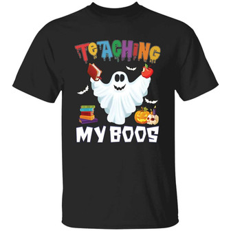 Teaching My Boos Funny Teacher Halloween Graphic Design Printed Casual Daily Basic Unisex T-Shirt - Thegiftio UK