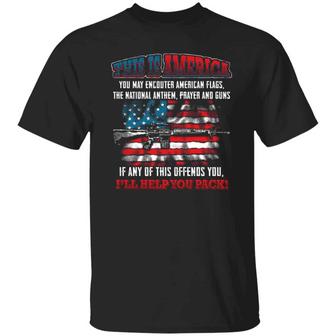 This Is America You May Encounter American Flags If It Offends You Graphic Design Printed Casual Daily Basic Unisex T-Shirt - Thegiftio UK