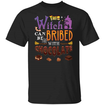 This Witch Can Be Bribed With Chocolate Halloween T Graphic Design Printed Casual Daily Basic Unisex T-Shirt - Thegiftio UK