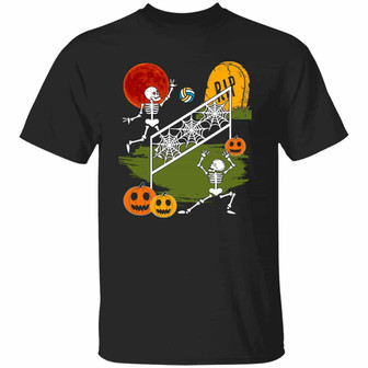 Volleyween Skeleton Funny Halloween Volleyball Lover Graphic Design Printed Casual Daily Basic Unisex T-Shirt - Thegiftio UK