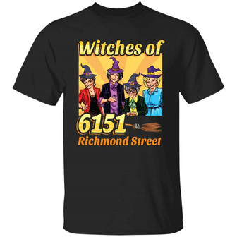 Witches Of 6151 Richmond Street Funny Golden Halloween Graphic Design Printed Casual Daily Basic Unisex T-Shirt - Thegiftio UK