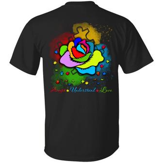 Autism Rose Accept Understand Love Print On Back Only Graphic Design Printed Casual Daily Basic Unisex T-Shirt - Thegiftio UK