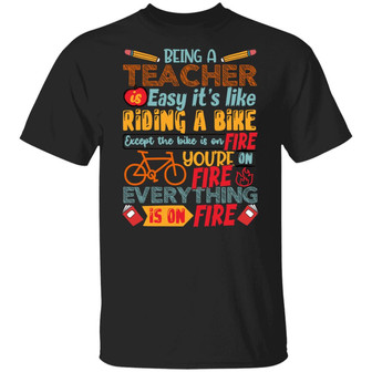 Being A Teacher Is Easy Graphic Design Printed Casual Daily Basic Unisex T-Shirt - Thegiftio UK
