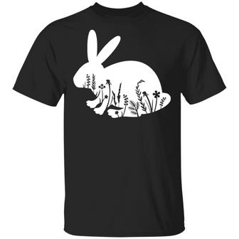 Floral Rabbit Graphic Design Printed Casual Daily Basic Unisex T-Shirt - Thegiftio UK